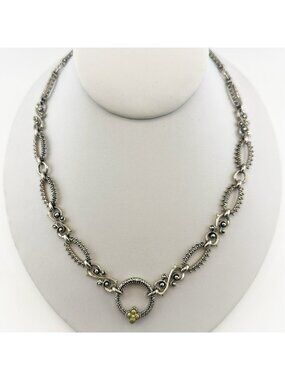 Barbara Bixby Necklace 18K Gold Sterling Silver Connector Ornate Chain Link 50g